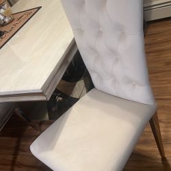 Marble Table With 4 Velvet Chairs 