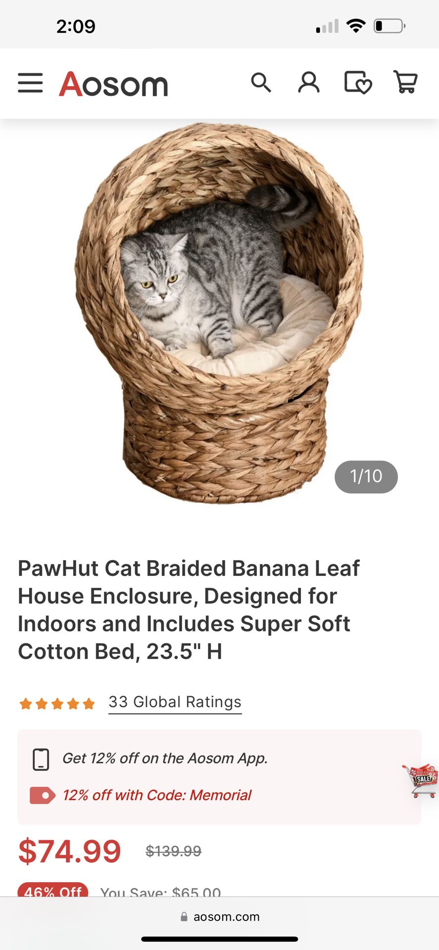 Pawhut Cat Bed