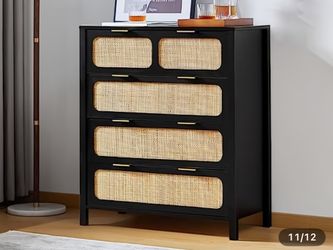 Modern Rattan 4 Drawer Dresser