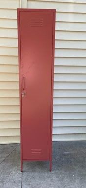 Pending New, Firm, Shadwick Single Closed Door Metal Locker Storage Cabinet with 4 Shelves, Terracotta