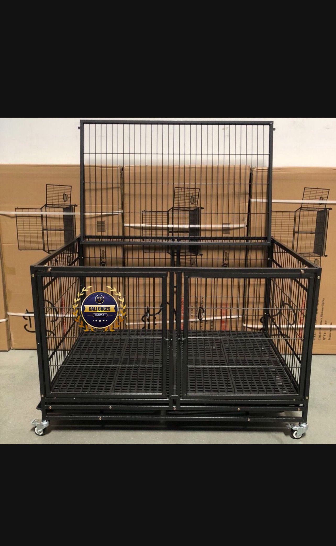 Dog Cage Kennel Size 43” With Divider And Feeding Bowls New In Box 📦