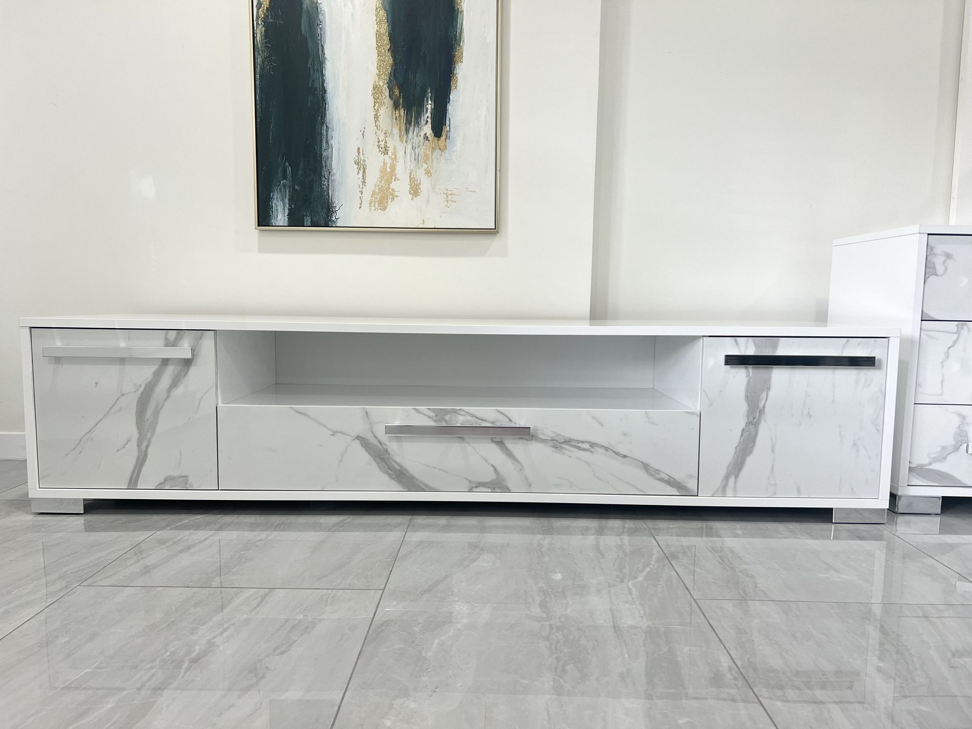 White Tv Stand 76” Brand New