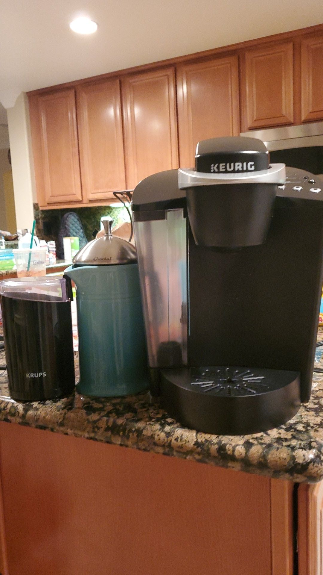 Keurig coffee maker,krups coffee grinder and Chantel French press for