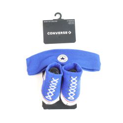 Converse Blue & White Hat and Booties 2 Piece Set Infant Size 0-6mo - NEW