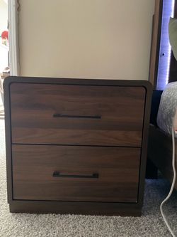 2-Drawer Walnut Nightstand bed set