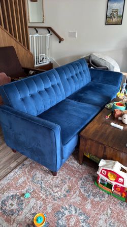 81.5” blue convertible futon couch