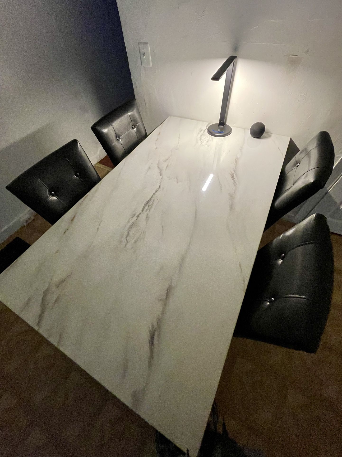 White Marble Top With Blackwood Kitchen Table