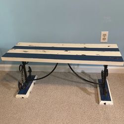 Nautical Anchor Striped Bench Navy and White Stripes