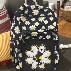 Disney Minnie Mouse Daisy Black White And Yellow Backpack