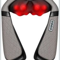 Blue Elf Shiatsu Electric Neck Back Massager Pillow 3D Kneading with Heat for Shoulder, Lower Back, Foot, Leg Muscles Pain Relief Relax in Car Office 