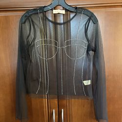 Women’s Black Mesh Sheer Top - Size M