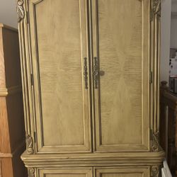Large Armoire Hutch Storage Solid Wood Media 85x38x22