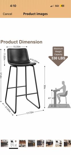 Set of 4 Barstools-black leather