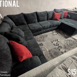 Black U-shaped Sectional 