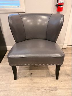 Faux Leather Accent Chair with Nailhead Trim