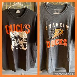 Two Anaheim Ducks Hockey Tshirts XL 