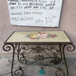 Beautiful Vintage Floral Metal Table