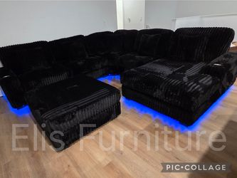 Brand New Sectional Corduroy Fabric 6 Pcs With LED LIGHT $1399