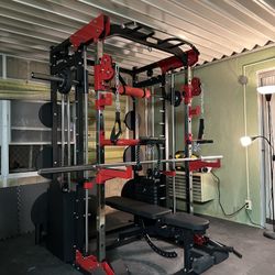 Smith Machine 200 | Adjustable Bench | 245lb Cast Iron Olympic Weights | 7ft Olympic Bar | Fitness | Gym Equipment | FREE DELIVERY/INSTALLATION 🚚 🛠️