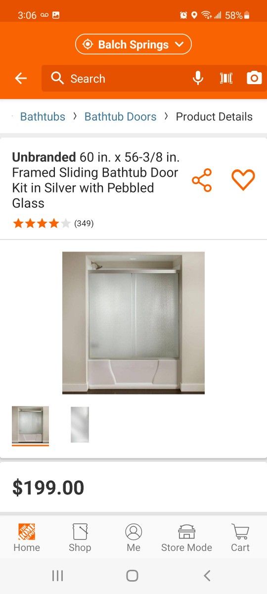 60 in. x 56-3/8 in. Framed Sliding Bathtub Door Kit in Silver with Pebbled Glass 60 in. x 56-3/8 in. Framed Sliding Bathtub Door Kit in Silver with Pebbled Glass