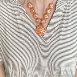 Gold Plated Orange Stone Necklace! 