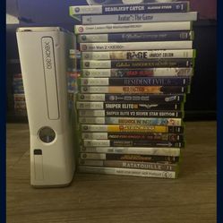 Xbox 360 White + Games + Controller