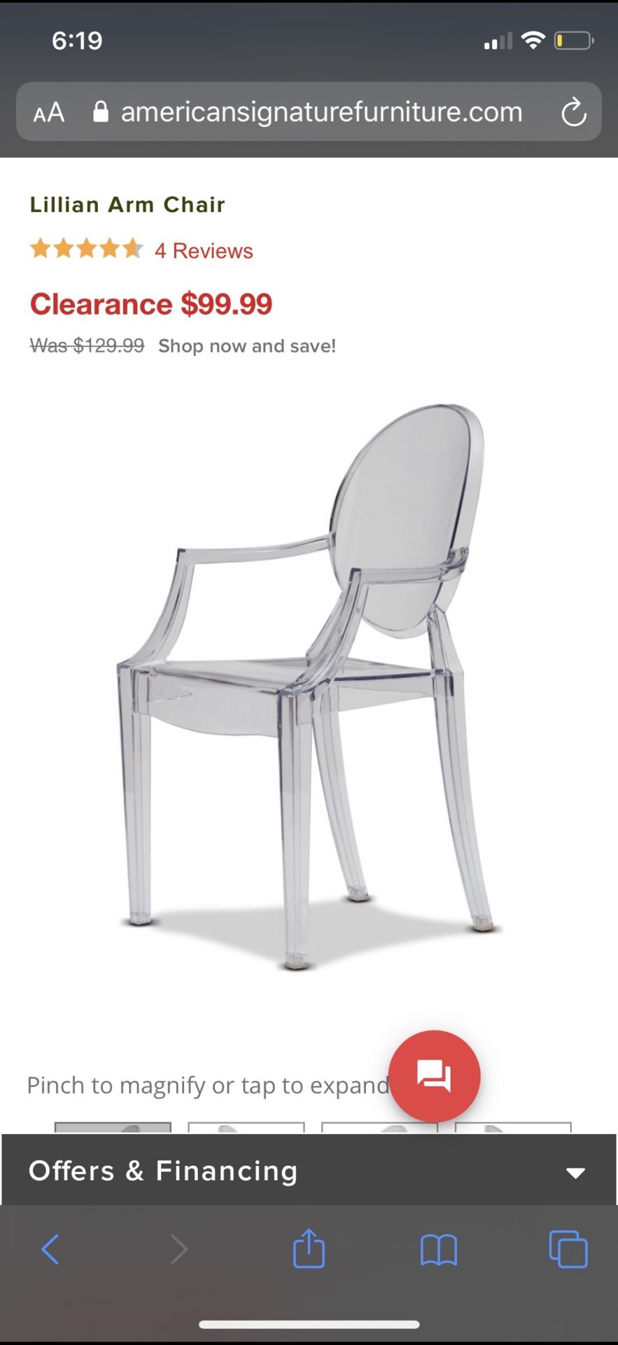 Clear Acrylic Arm Chair