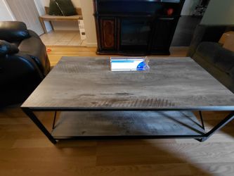 Industrial Coffee Table with Lower Shelf