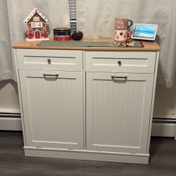 Kitchen Storage Cabinet w/ Pull-Out Trash & Recycling Bins