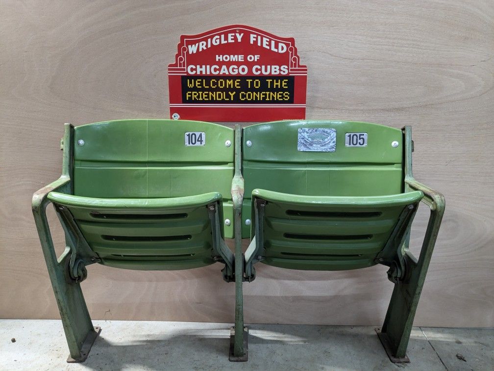 Wrigley Field Stadium Seats With Certificate And Plaque.