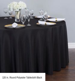 10 Black 120” table cloths gently used $12.00 each