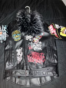 Men graffiti leather jacket