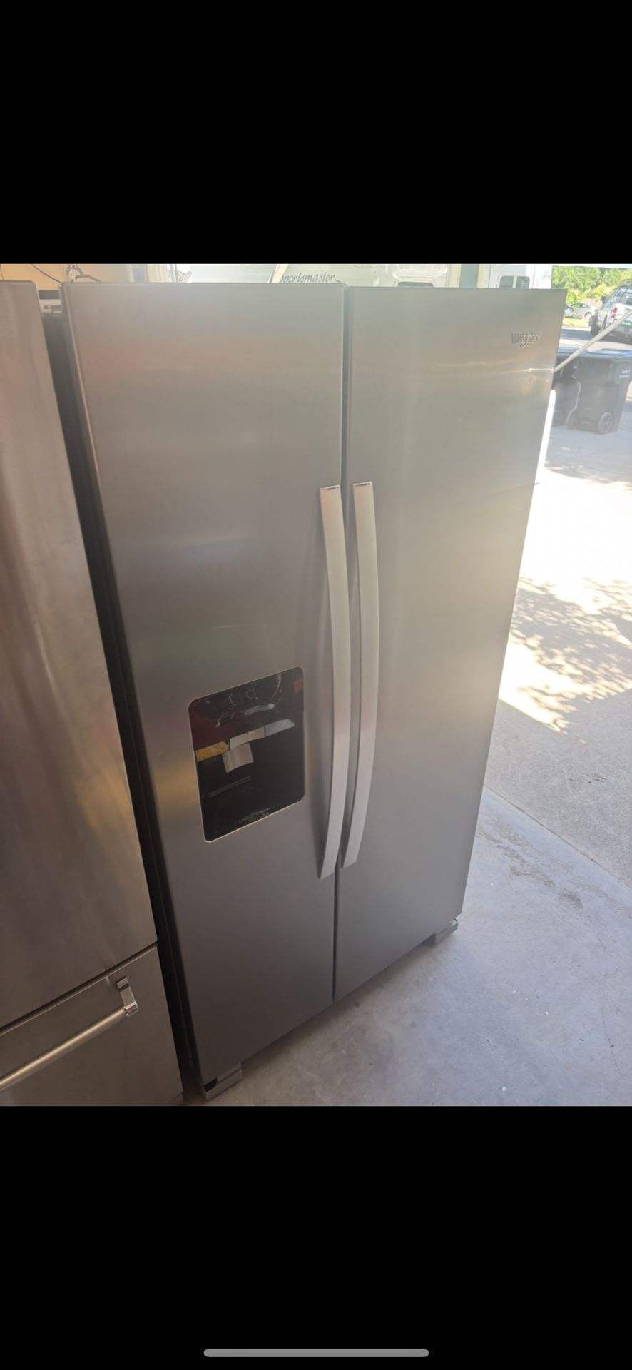Nice, clean perfect working stainless steel side-by-side refrigerator will deliver