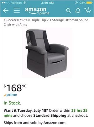 X Rocker 0717901 Triple Flip 2 1 Storage Ottoman Sound Gaming