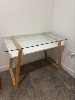 White Glass Top Desk