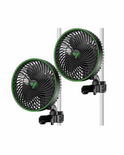6 in. 10 Fan Speeds Auto Oscillating Clip Desk Fan in Black for Hydroponic Ventilation (2-Pack)
