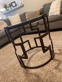 ( 2 ) black glass side tables