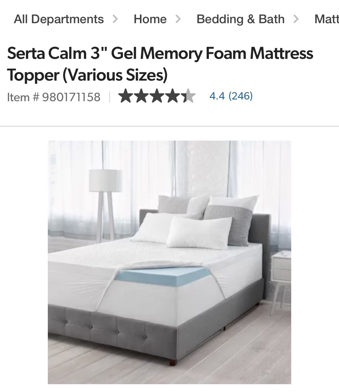 Serra Calm 3” Gel Memory Foam Mattress Topper Queen