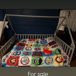 Floor Bed Frame. Queen Bed Frame. Gray House Bed Frame.