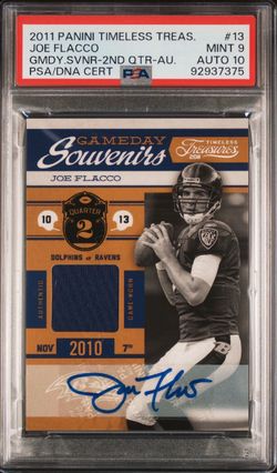 JOE FLACCO AUTO 10 PSA 9 GAME WORN PATCH POP 1 BALTIMORE RAVENS #5 OF 5 eBay only