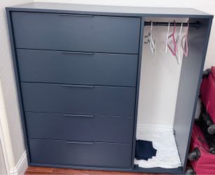IKEA 5 Drawer/ Dresser with cloth hanging rod