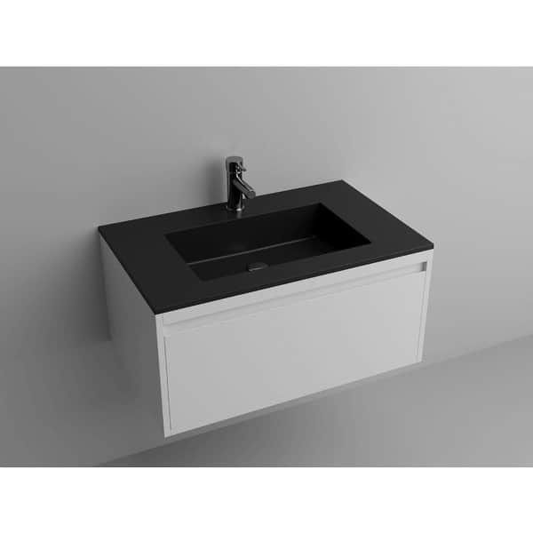 NEW LUGANO 32" MATT BLACK OR WHITE STONE SINK (NO VANITY)