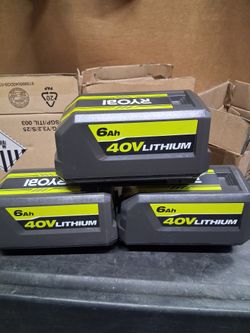 RYOBI 40V 6.0 AH BATTERY  EACH