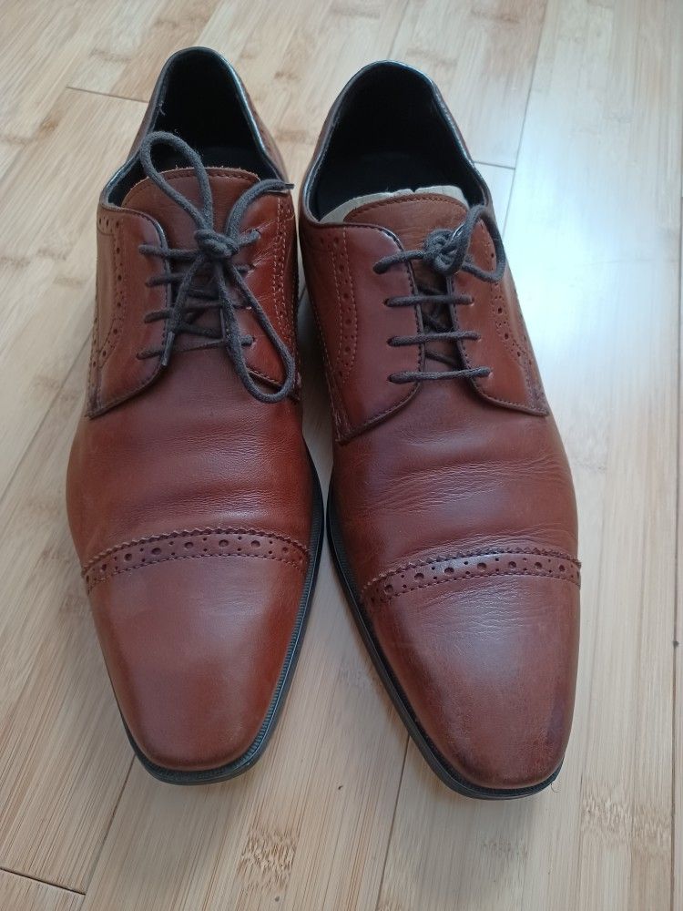 GEOX RESPIRA Brown Leather Italian Shoes Sz 10