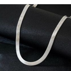 22" .925 Solid Sterling Silver Herringbone Necklace 4MM Chain 