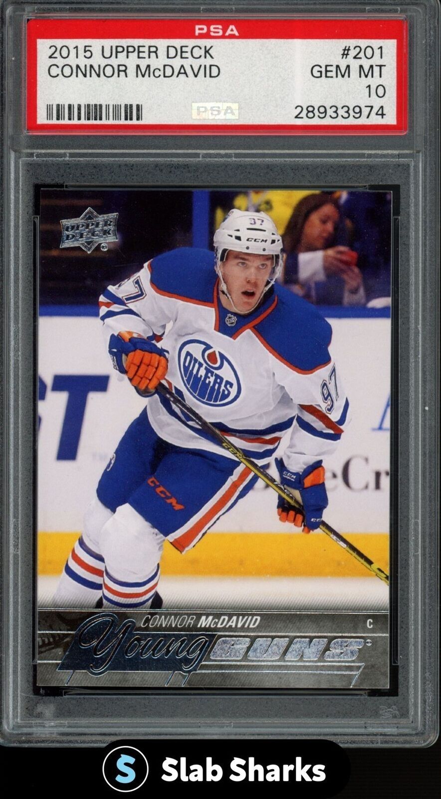 2015 UPPER DECK CONNOR MCDAVID YOUNG GUNS ROOKIE #201 PSA 10 (974)