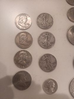 Lot of US Silver Coins Franklin Half Dollars