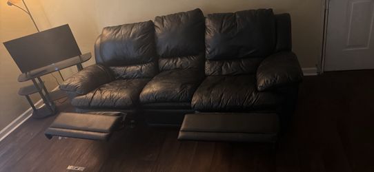 Black Genuine Leather Sofa & Loveseat