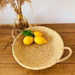 Handmade Shallow Moroccan Basket