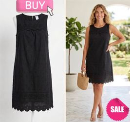 Old Navy Black Eyelet Lace Shift Dress - Tall Size Small Floral Summer Chic